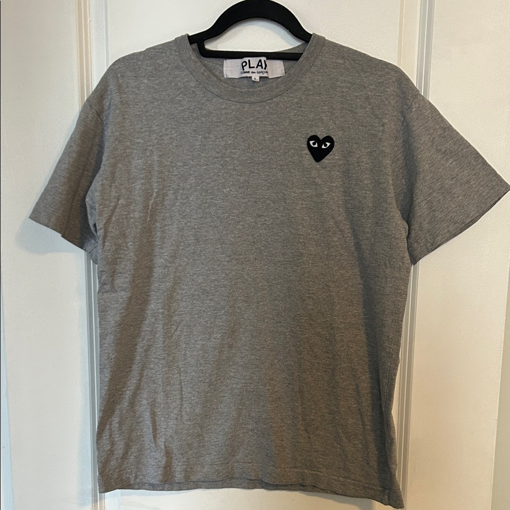 Comme des Garçons Gray T-Shirt with Black Heart Logo